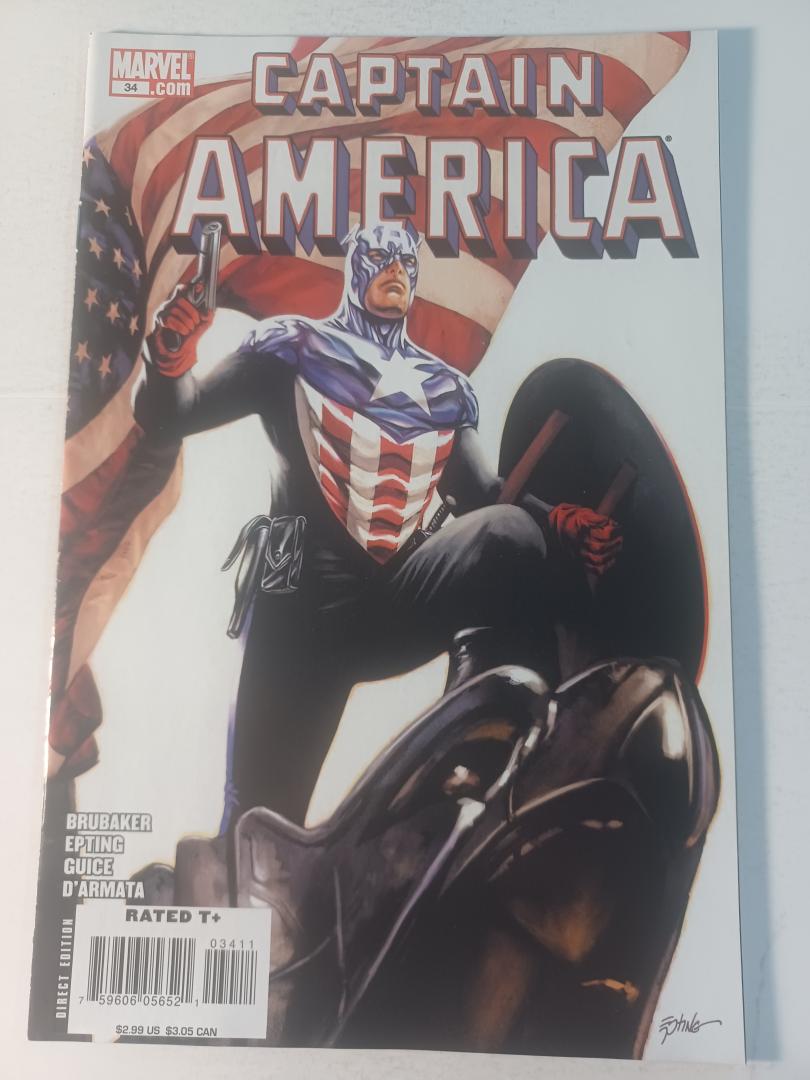 Captain America #34, VF 1st Bucky as Captain America Marvel, 2008