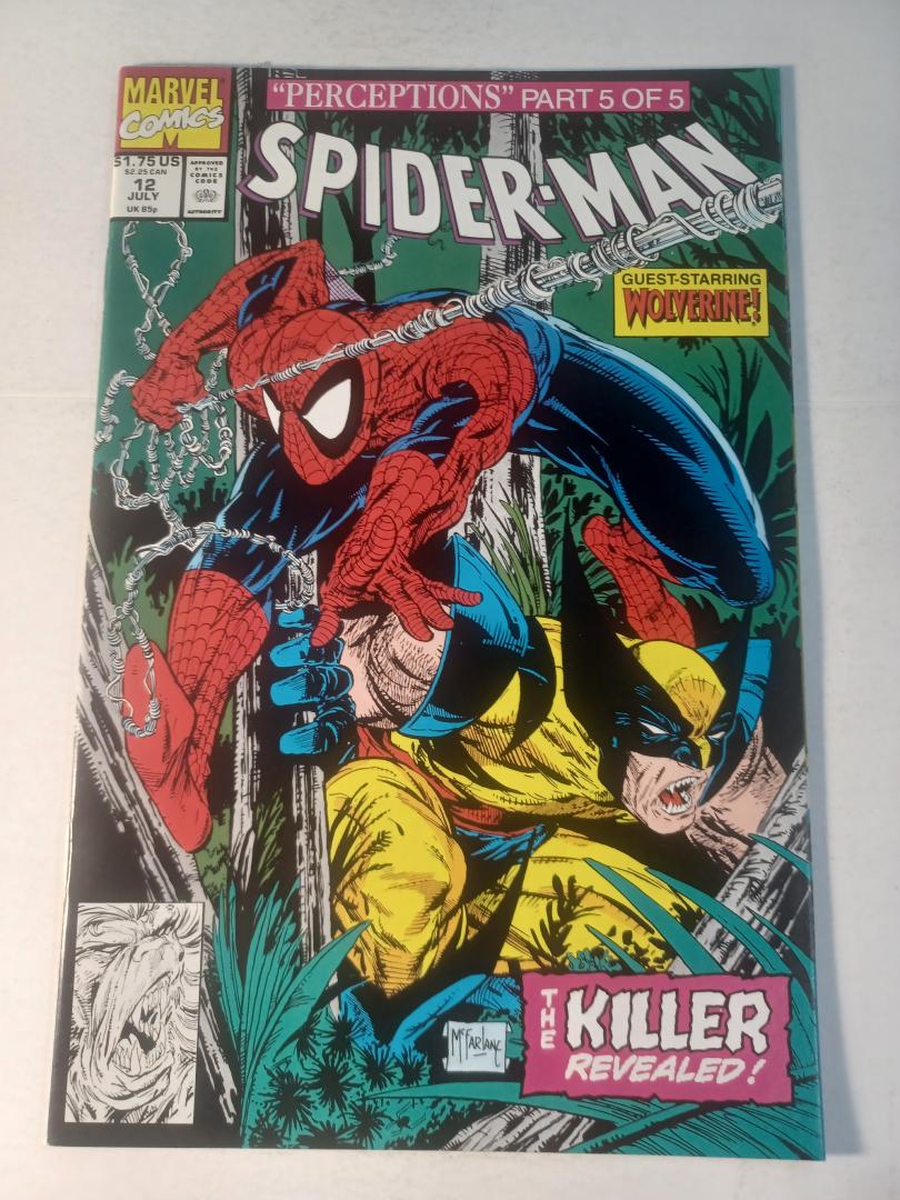 Spider-Man #12, VF+ Wolverine Marvel, 1991