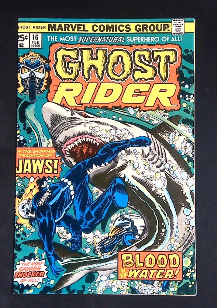 Ghost Rider #16, JAWS Great White Shark! Fn+ Marvel, 1976