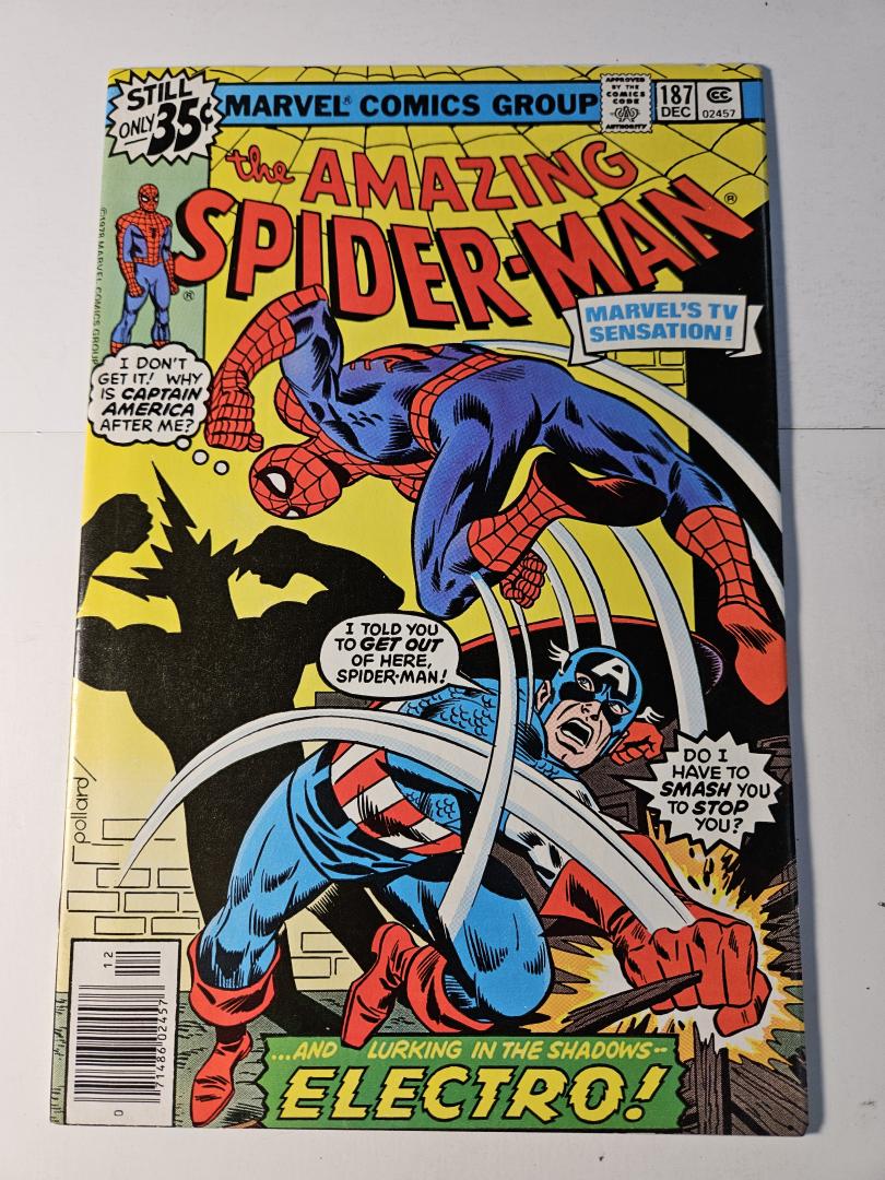 Amazing Spider-Man #187, VF/NM Captain America Marvel, 1978
