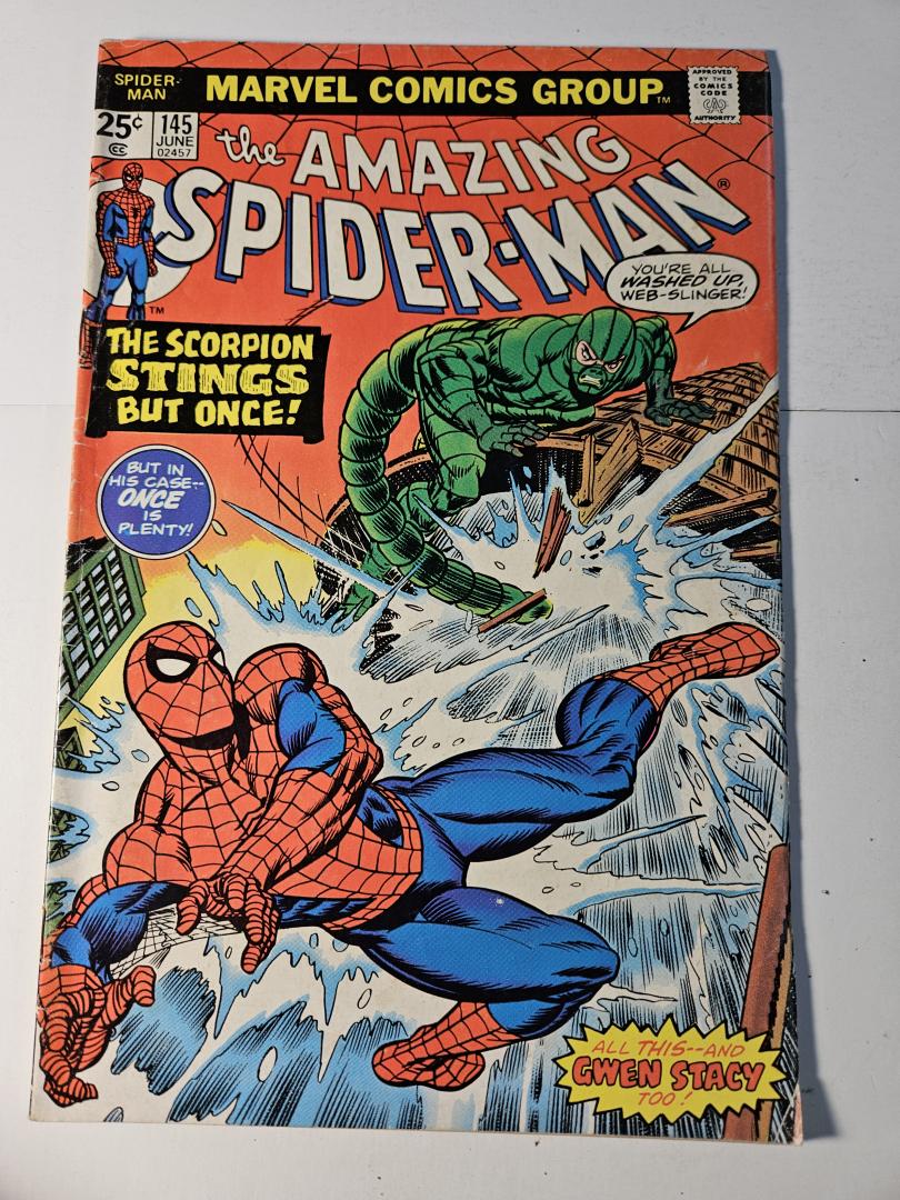 Amazing Spider-Man #145, VG+ Scorpion, Marvel, 1975
