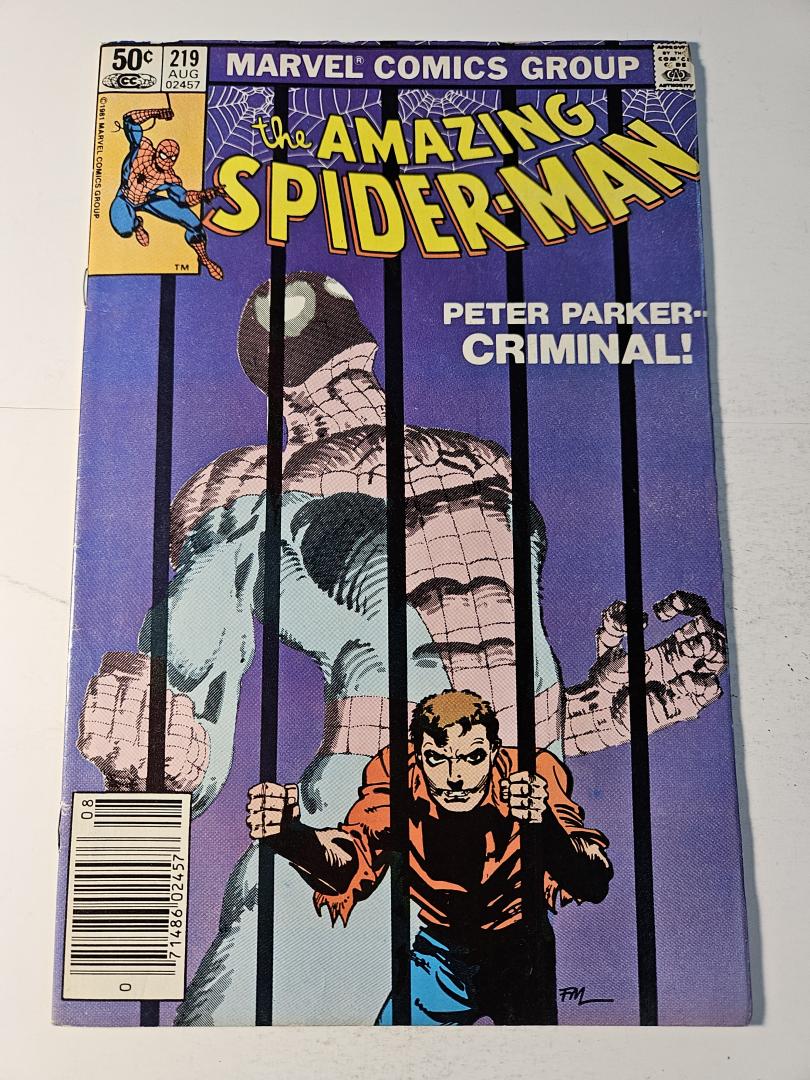 Amazing Spider-Man #219, Newsstand, Frank Miller, Marvel, 1981