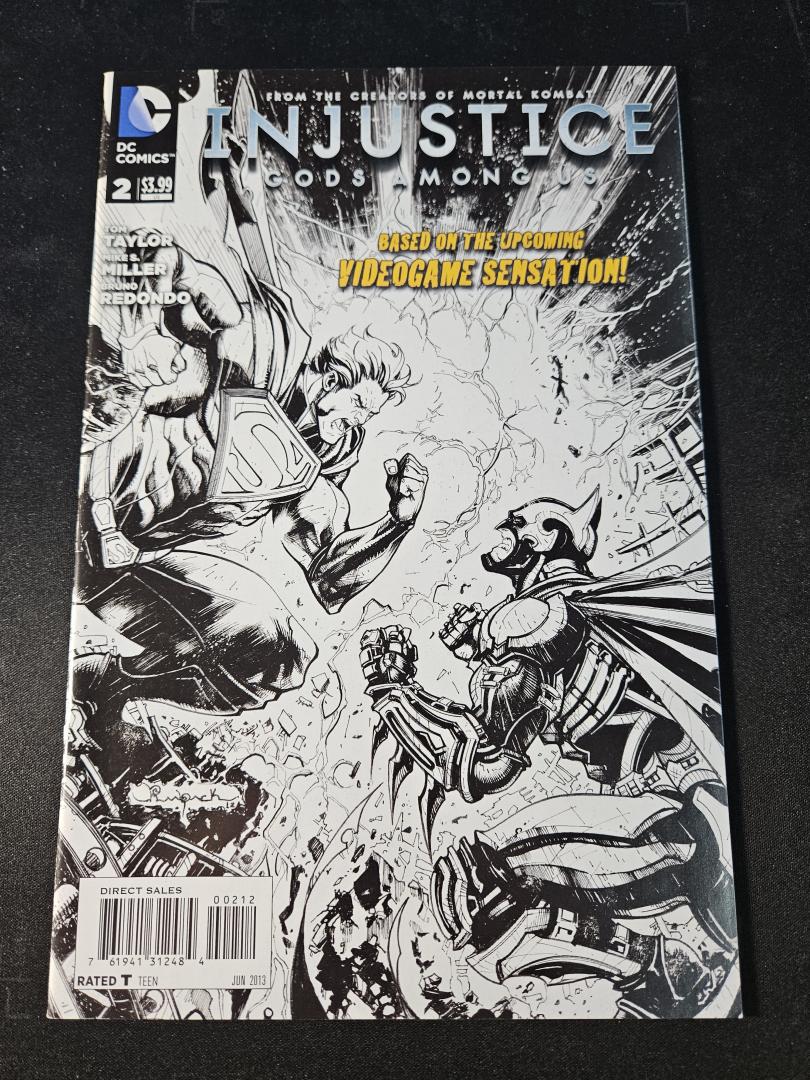 INJUSTICE GODS AMONG US #2 NM BLACK WHITE SKETCH 2ND PRINTING VARIANT COVER  DC