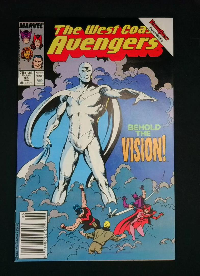 West Coast Avengers #45, VF/NM 1st White Vison, Newsstand, Marvel, 1989