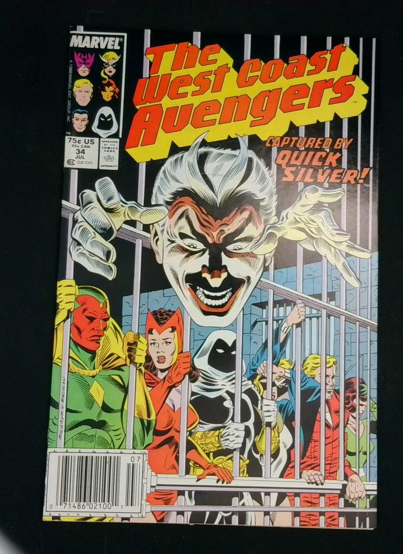 West Coast Avengers #34, VF+ Newsstand, Marvel, 1988