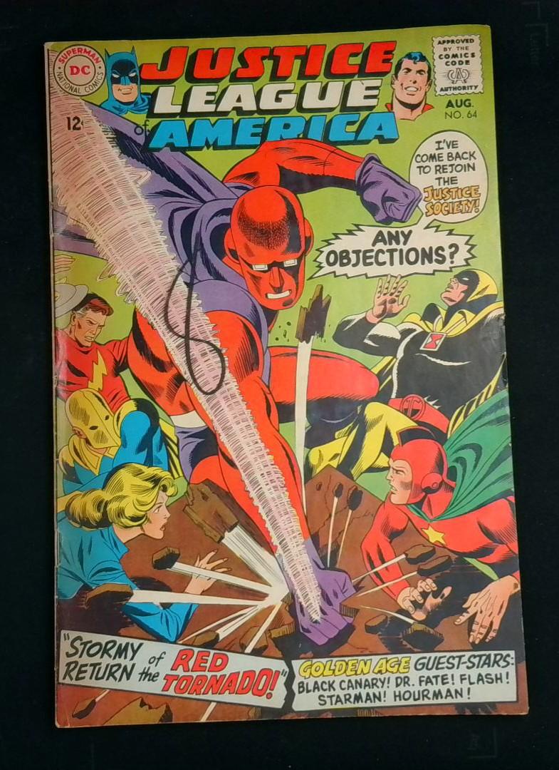 Justice League of America #64, VG+ DC, 1968 "pulled btm stpl"