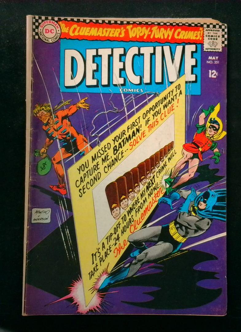 Detective Comics #351, VG 1st Cluemaster, DC, 1966