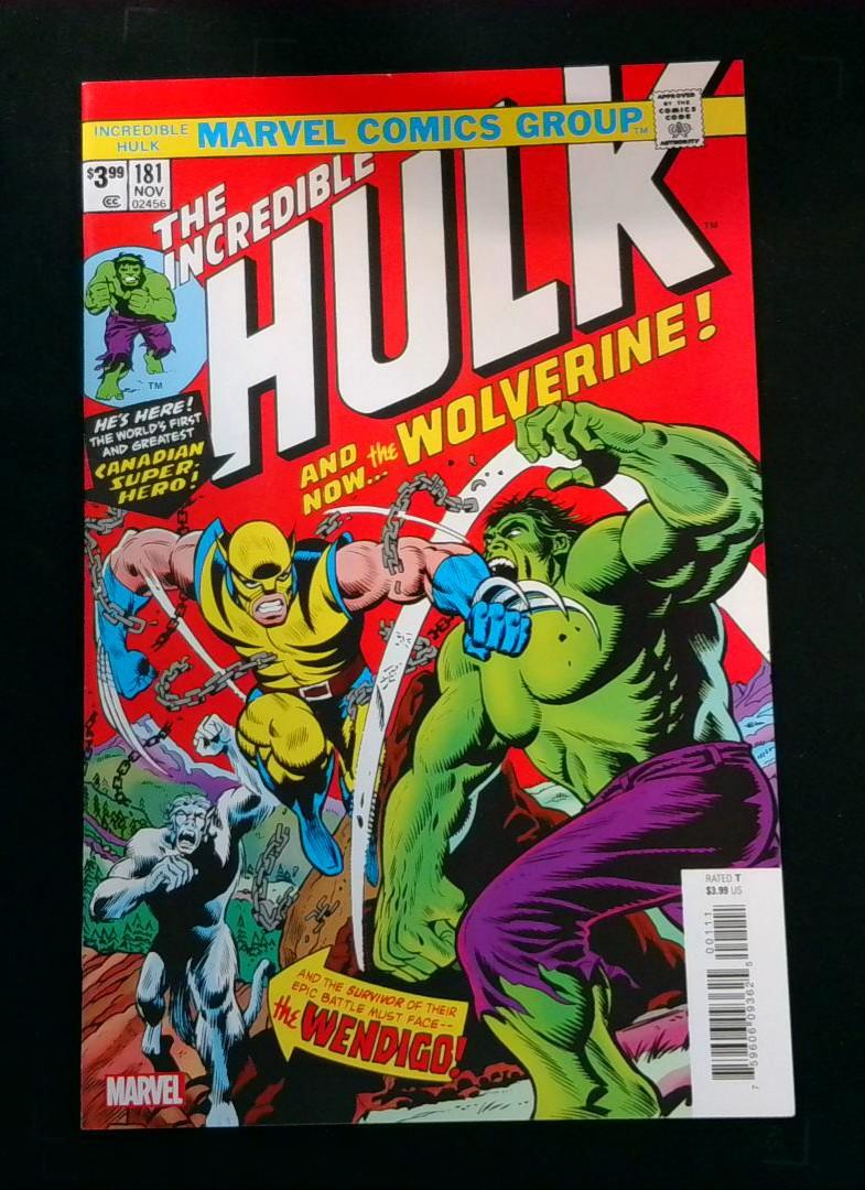 Incredible Hulk #181, VF+ 1st Wolverine, Facsinile Marvel, 2023