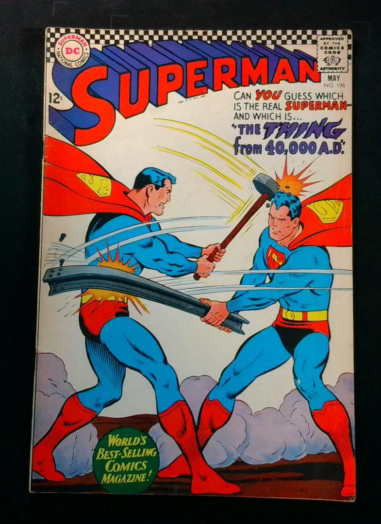 Superman #196, VG- Loose from top staple, DC, 1967