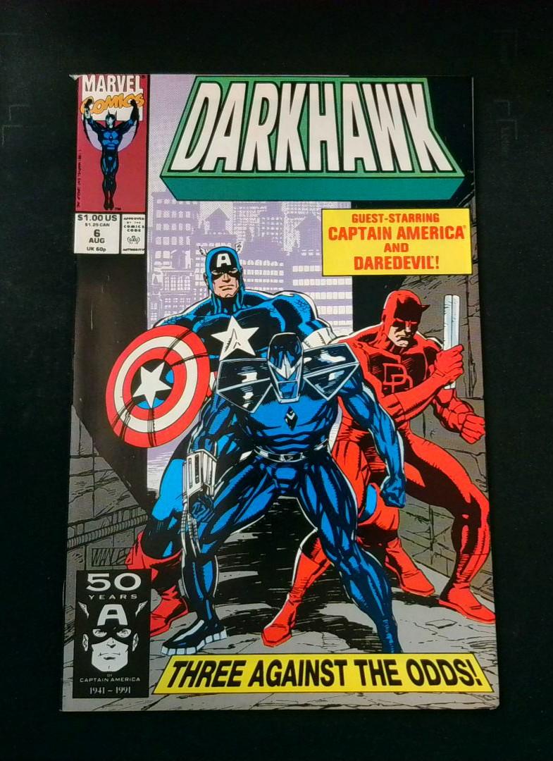 Darkhawk #6, VF+ Captain America, Marvel Comics, 1991
