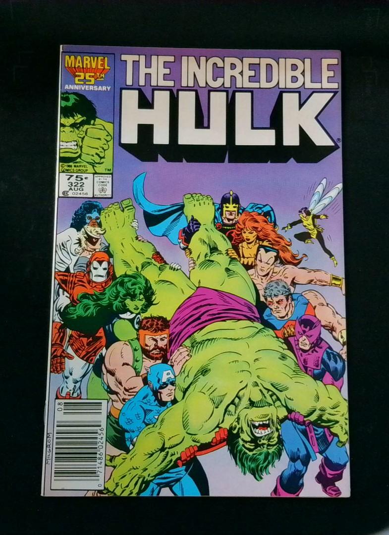 Incredible Hulk #322, VF Newsstand Avengers, Marvel, 1986