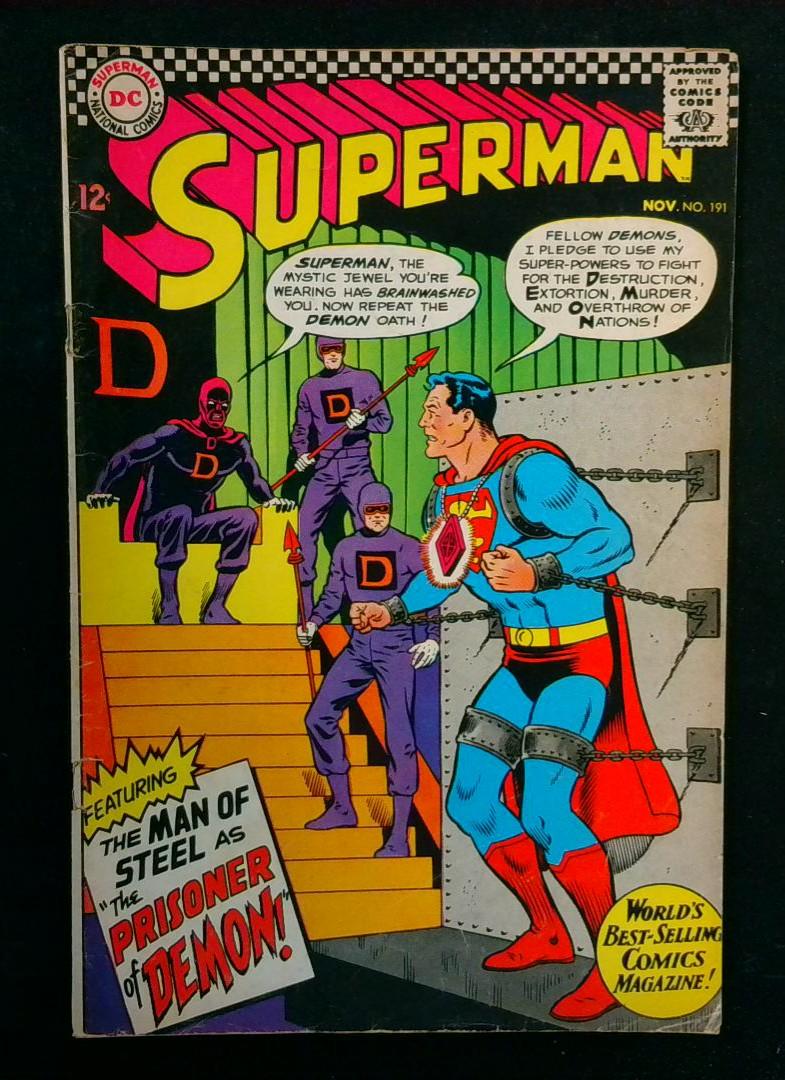 Superman #191, Detatched Bottom Staple, 1st Dr. Demo, DC, 1966