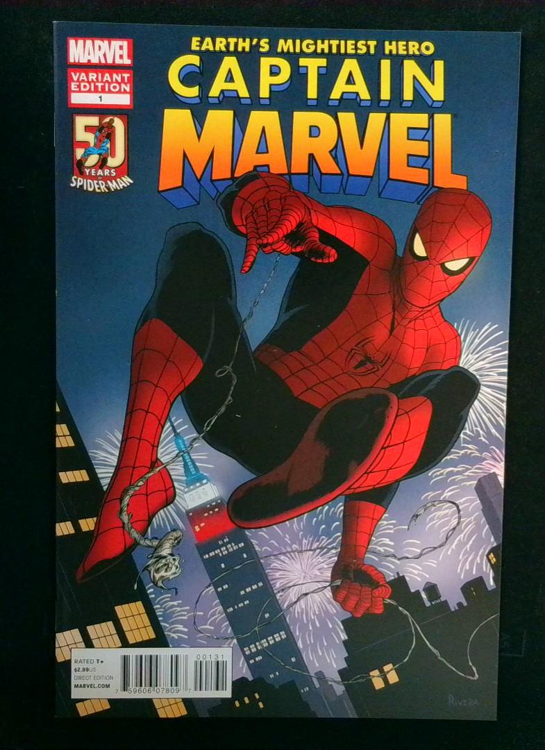 Captain Marvel #1, NM Spider-Man 50th Anniv Variant, Marvel