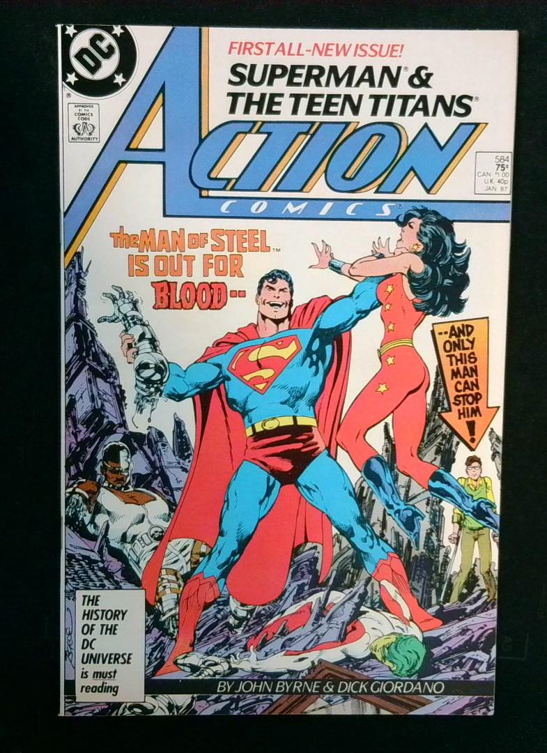 Action Comics #584, NM Teen Titans, John Byrne DC, 1987
