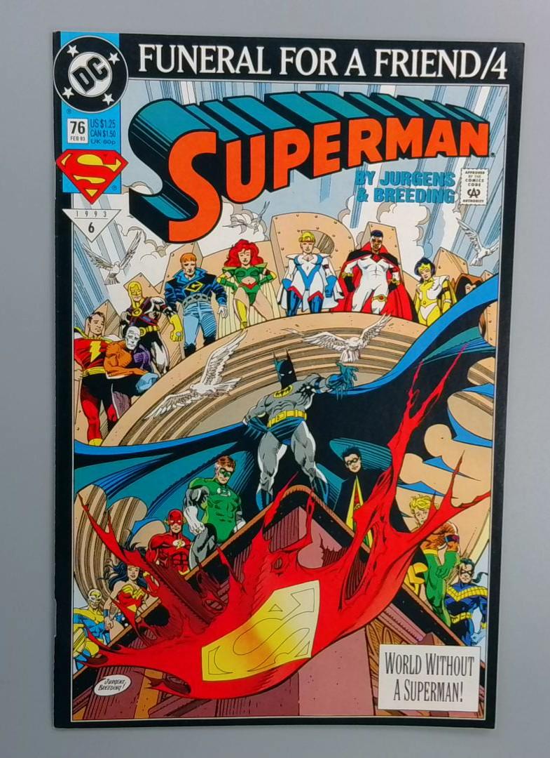 Superman #76, VF+ Funeral for a Friend, DC, 1993
