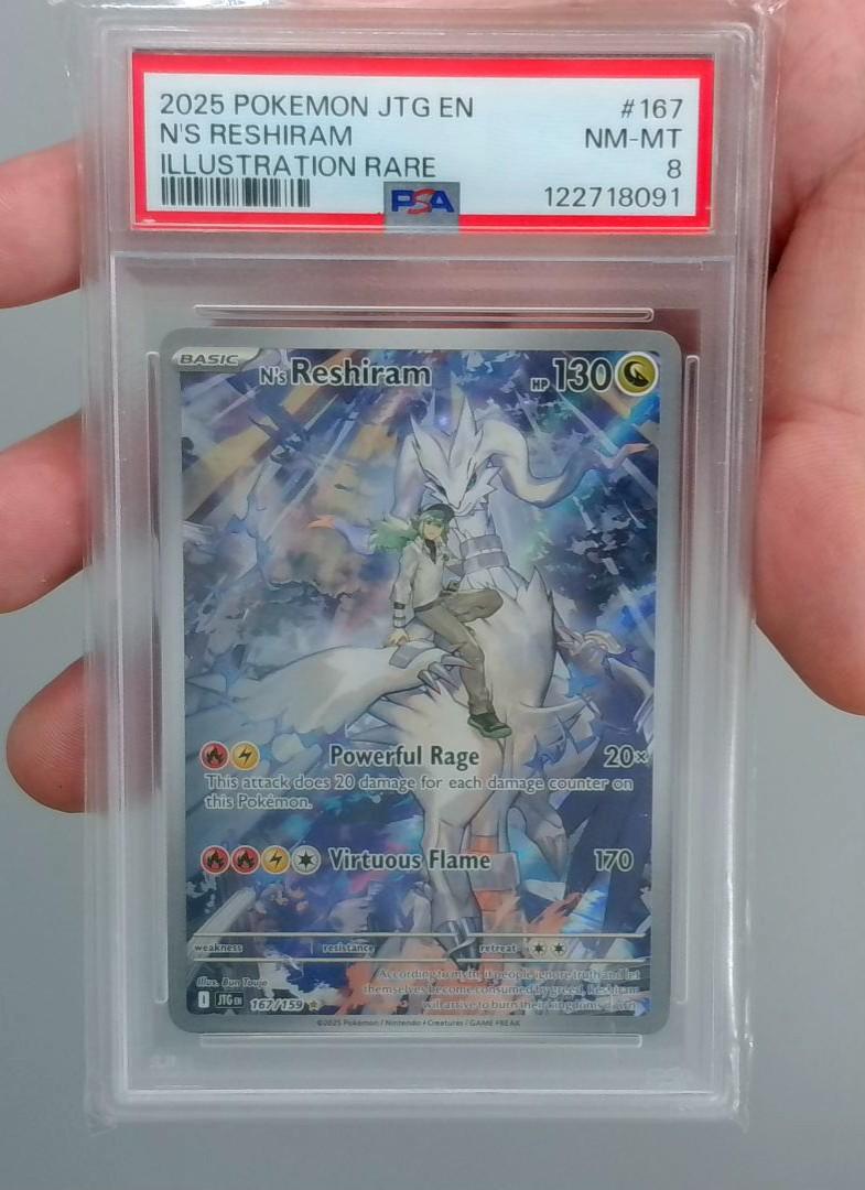 2025 POKEMON JTG EN-JOURNEY TOGETHER ILLUSTRATION RARE #167 N'S RESHIRAM PSA 8