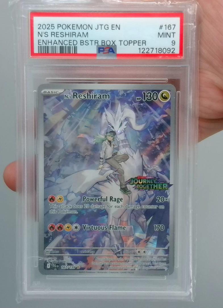 2025 POKEMON JTG EN-JOURNEY TOGETHER #167 N'S RESHIRAM STAMPED PROMO PSA 9
