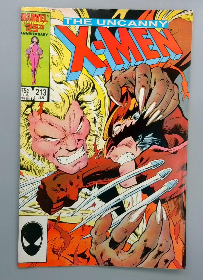 Uncanny X-Men #213, Sabretooth vs Wolverine, Marvel Comics, Jan 1987