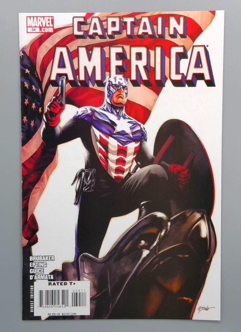 Captain America #34, VF+1st Bucky Barnes as Captain America, Marvel Comics, 2008