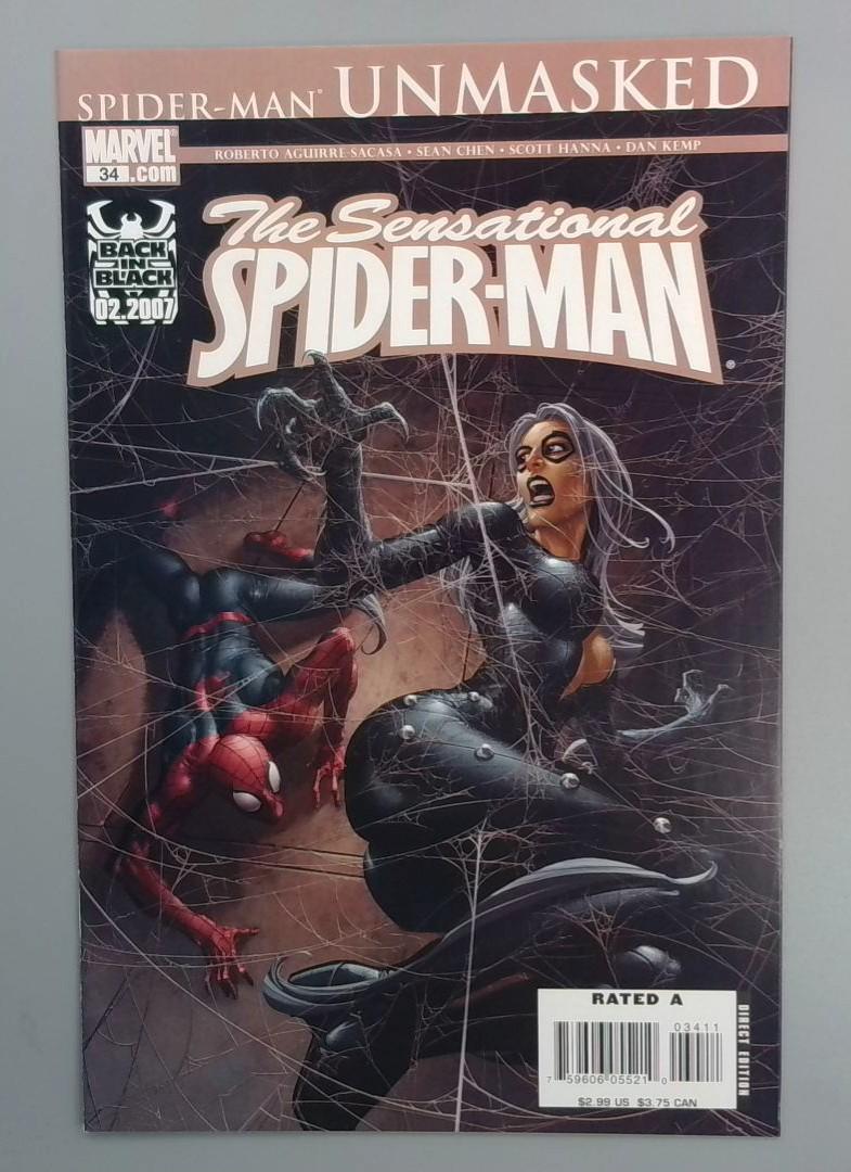 Sensational Spider-Man #34, NM- Unmasked, Marvel Comics, 2007