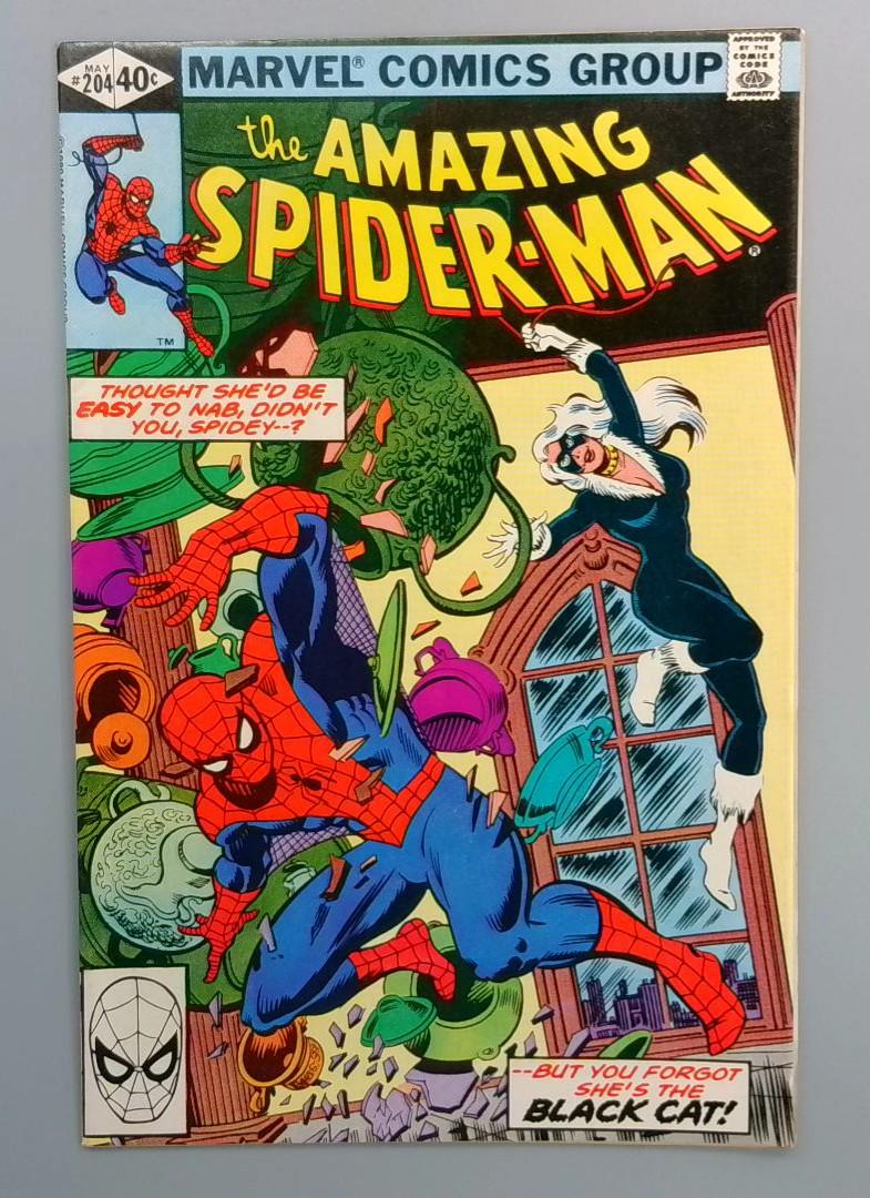 Amazing Spider-Man #204, VF+ Black Cat Marvel Comics, 1980