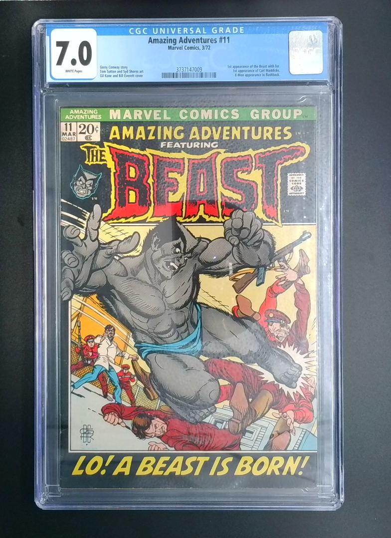 Amazing Adventures #11, CGC 7.0 1st App of Beast with Fur, Marvel, 1972 JR1