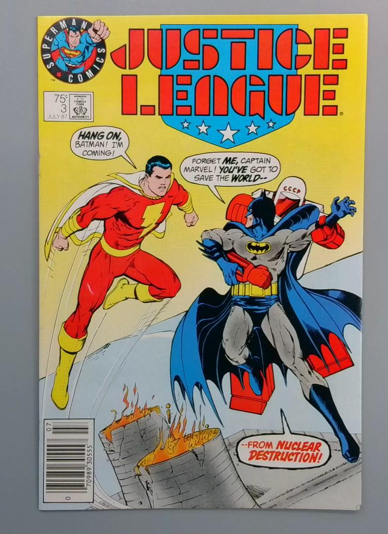 Justice League #3, VF/NM Rare Superman Logo, DC Comics, 1987 JR1
