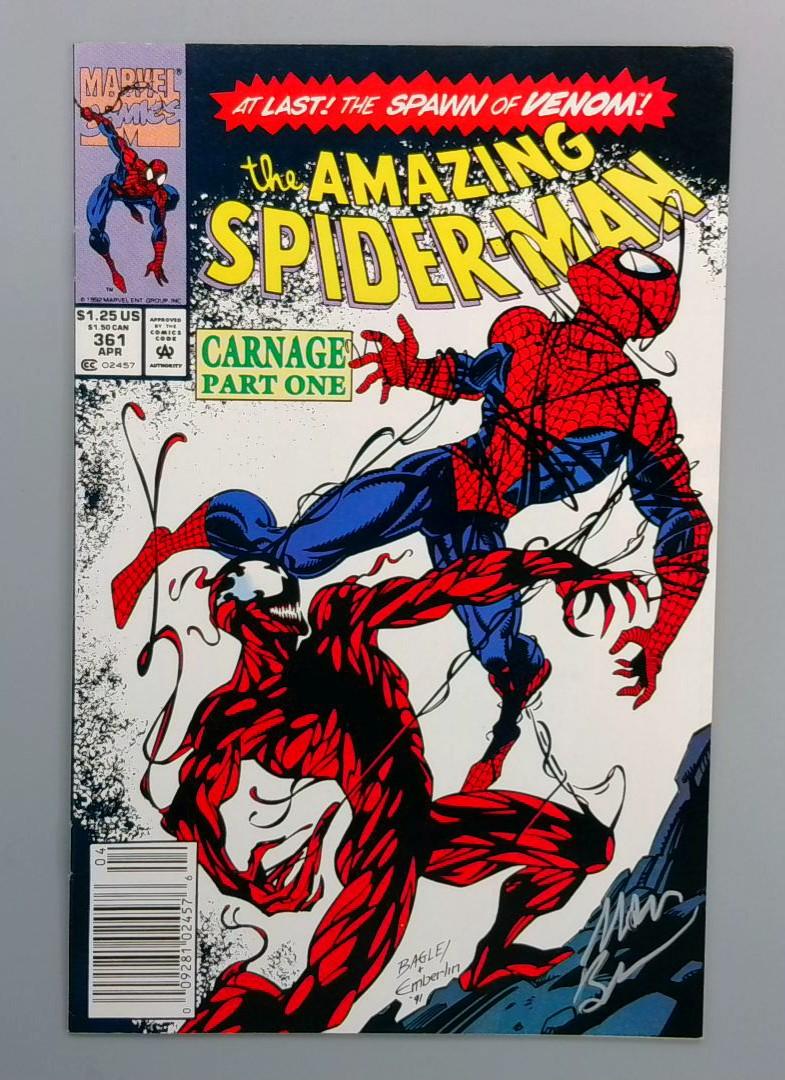 Amazing Spider-Man #361, VF/NM 1st Carnage Signed (Bagely) Newsstand,  1992 JR1