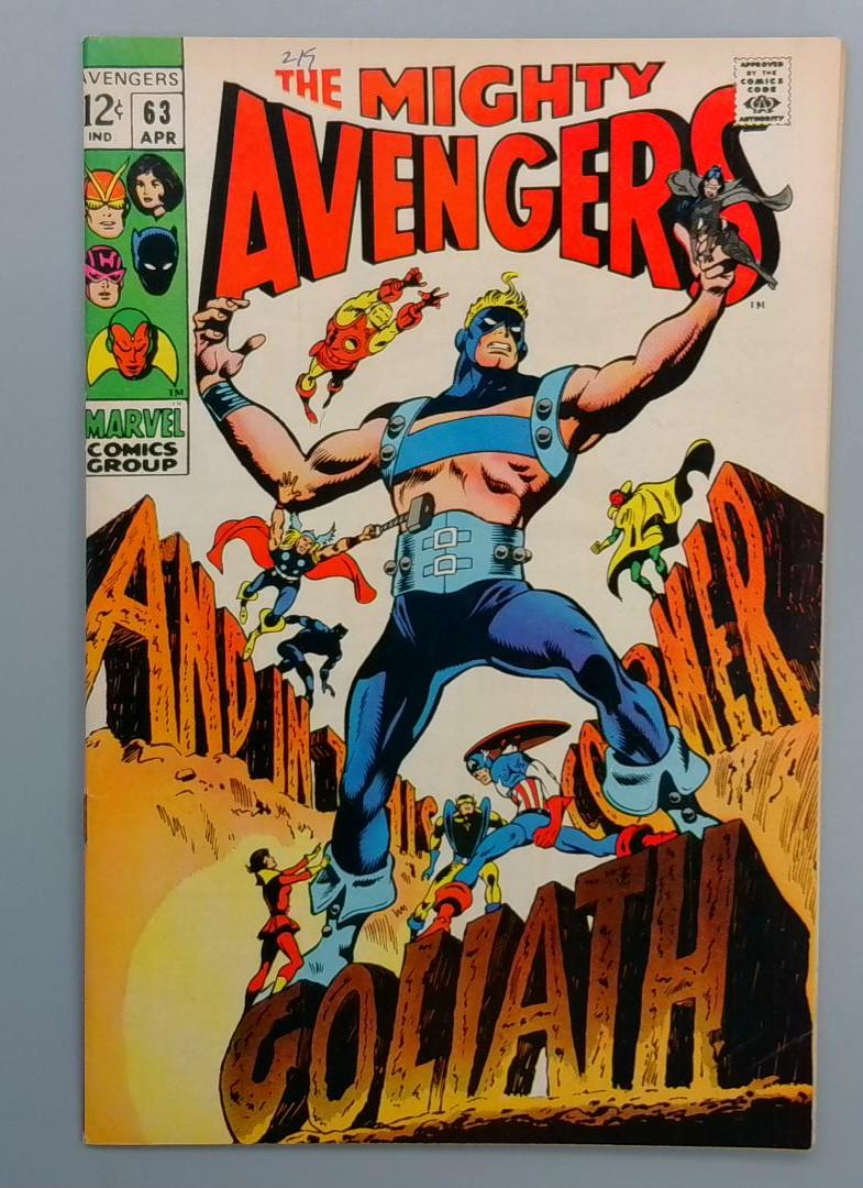 Avengers #63, VF+ 1st Hawkeye as Goliath Marvel Comics, 1969 JR1