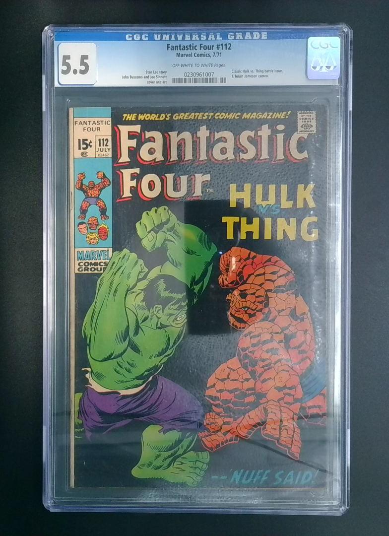 Fantastic Four #112, CGC 5.5 Hulk vs Thing, Marvel Comics, 1971 JR1