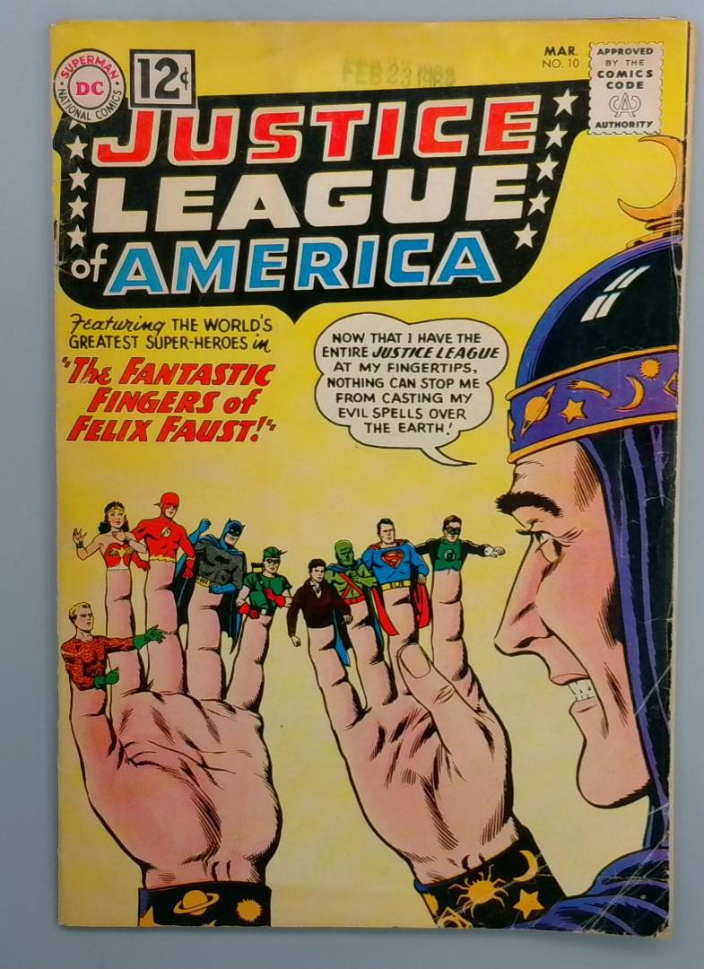 Justice League of America #10, 1st Felix Faust Top Staple Detatched DC 1962  JR1