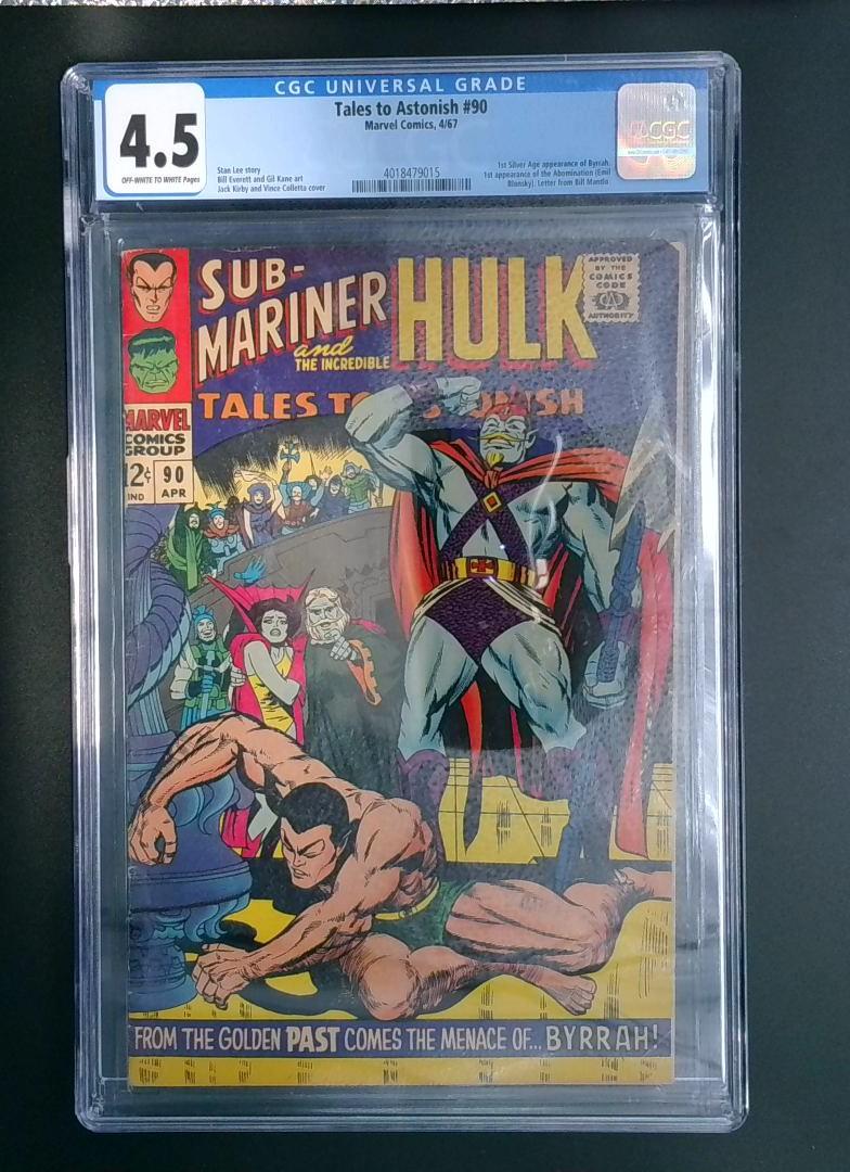 Tales to Astonish #90 1st App of Abomination CGC 4.5, Marvel Comics, 1967 JR1