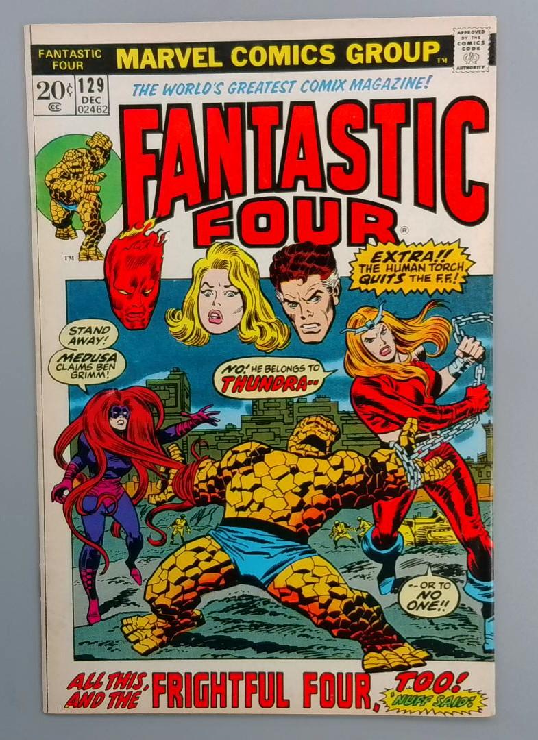 Fantastic Four #129, FN 1st Thundra Marvel Comics Group, Dec 1972 JR1