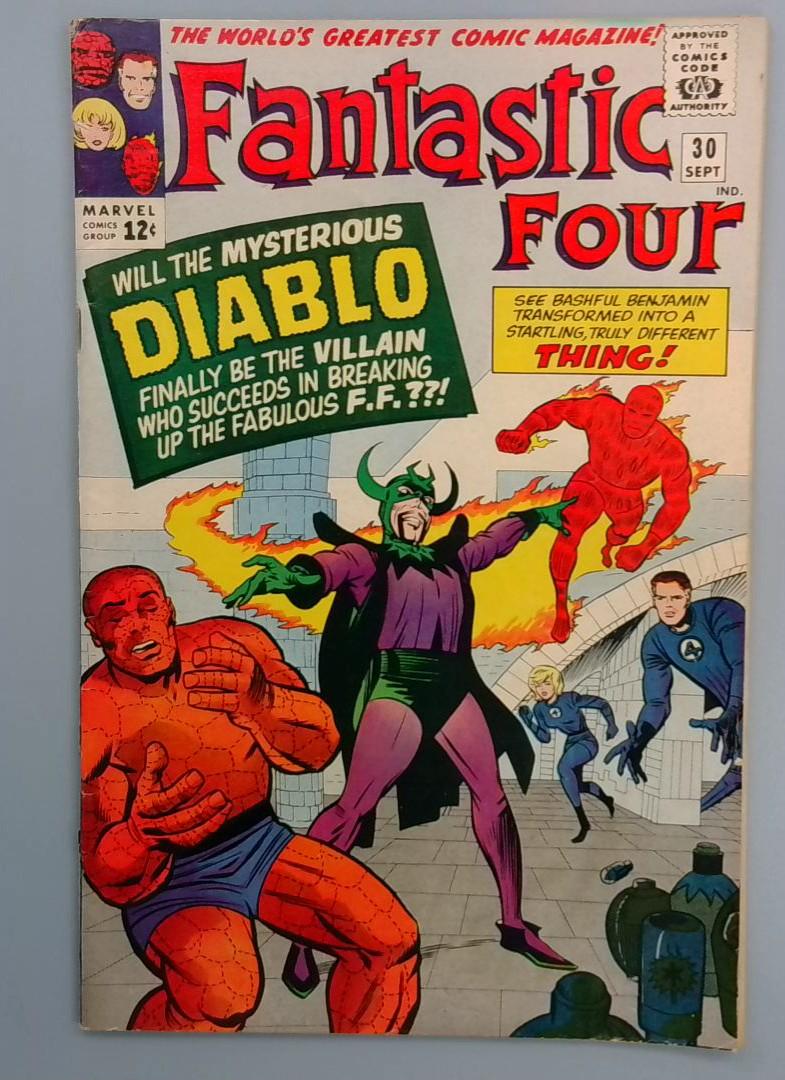 Fantastic Four #30, VG- 1st Diablo, Top Spine Split Marvel Comics, 1964 JR1