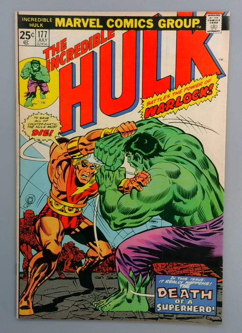 Incredible Hulk #177, FN Warlock Battle, Marvel Comics Group, July 1974 JR1