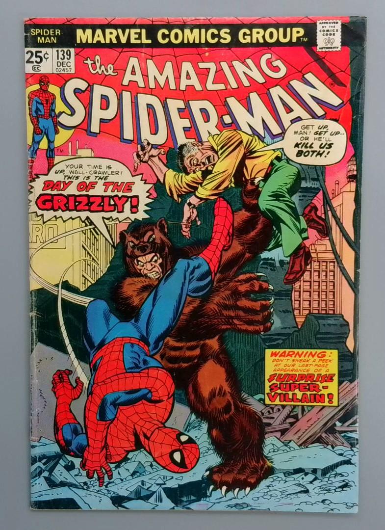 Amazing Spider-Man #139, VG+ 1st Grizzly Marvel Comics, 1974 JR1