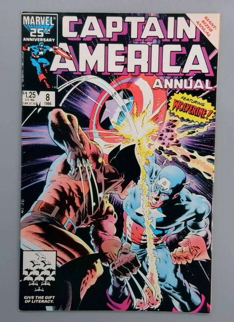 Captain America Annual #8, VF+ Wolverine, Mike Zeck Marvel Comics, 1986 JR1