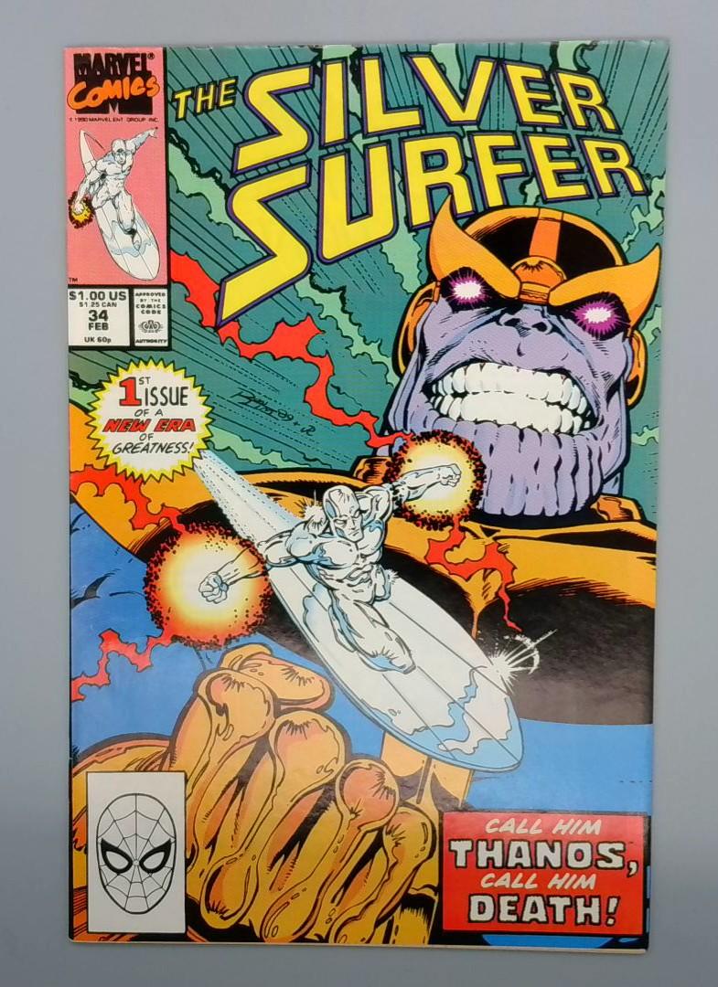 Silver Surfer #34, VF- Thanos Returns, Marvel Comics, 1990 JR1