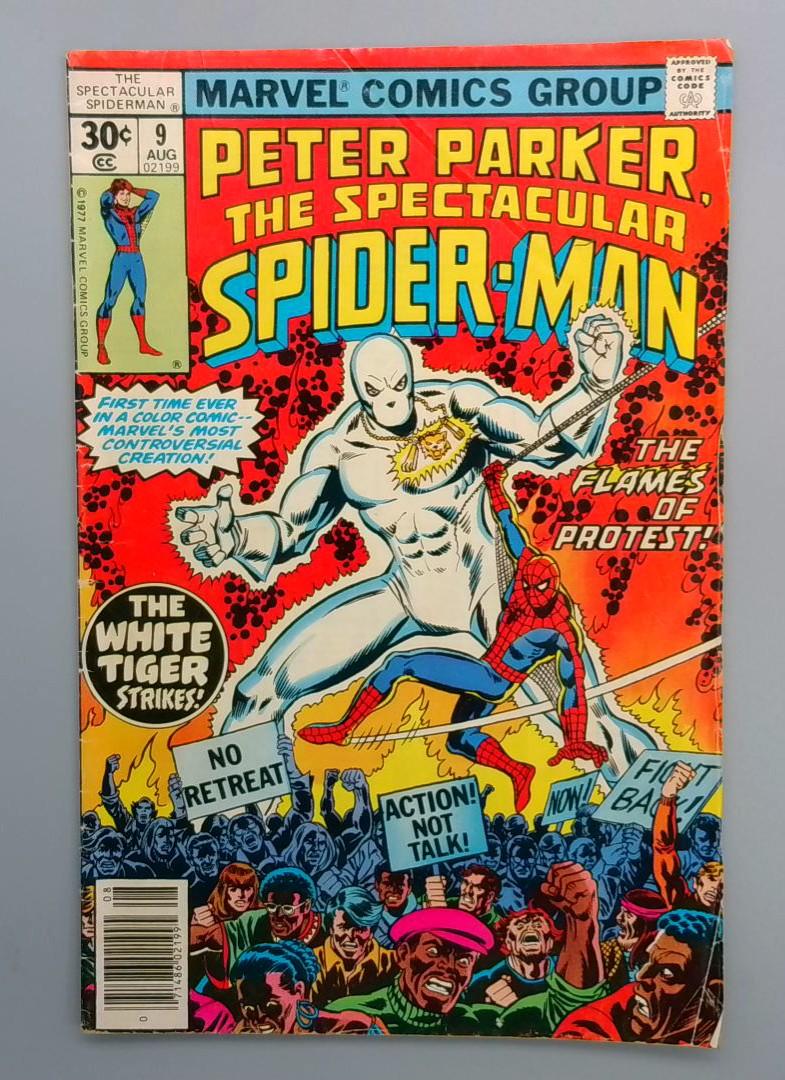Spectacular Spider-Man #9, VG- 1st White Tiger Marvel Comics, 1977 JR1