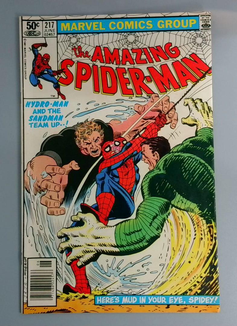 Amazing Spider-Man #217, VF Hydro-Man and Sandman Marvel Comics, 1981 JR1