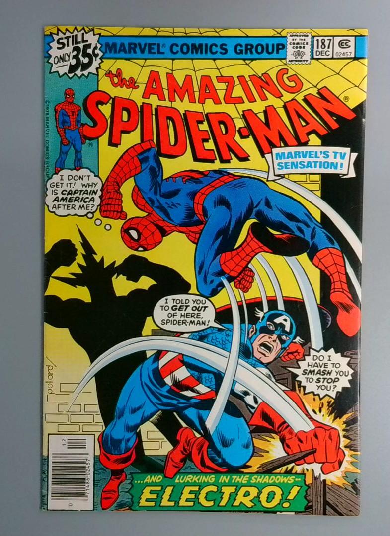 Amazing Spider-Man #187 VF Captain America Marvel Comics, 1978 JR1