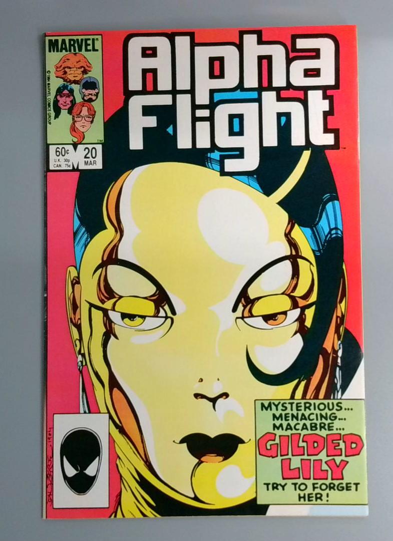 Alpha Flight #20, NM- 1st Gilded Lily Marvel Comics, Mar 1985 JR1