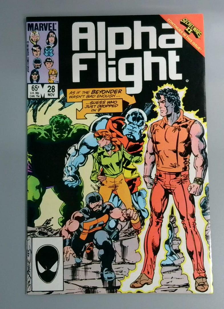 Alpha Flight #28, NM- Hulk Marvel, 1985 JR1