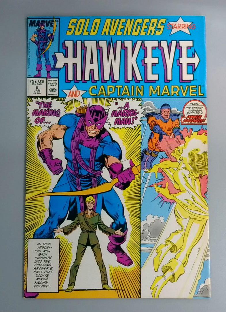 Solo Avengers #2, Hawkeye and Captain Marvel, Marvel, 1987  JR1