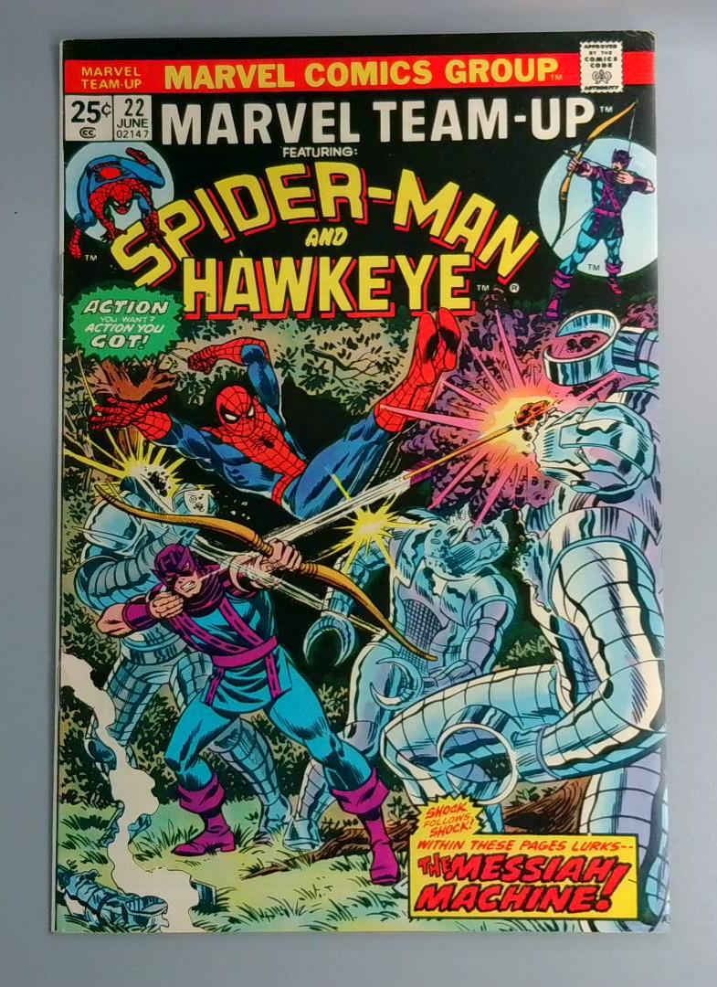 Marvel Team-Up #22, VF+ Spider-Man and Hawkeye, Marvel Comics, 1974 JR1