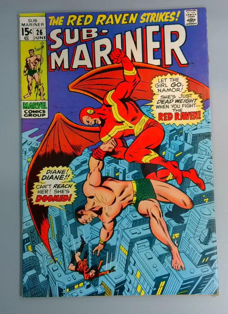 Sub-Mariner #26, FN+ Death of the Red Raven Marvel Comics, 1970 JR1