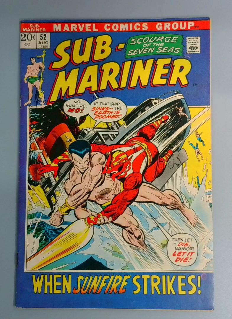 Sub-Mariner #52, FN- 2nd Sunfire Appearance, Marvel Comics, 1972 JR1