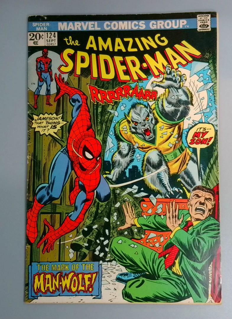 Amazing Spider-Man #124, VG 1st Man-Wolf, Marvel Comics, 1973 JR1