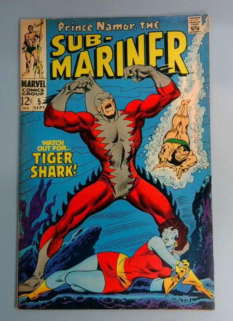 Sub-Mariner #5, VG+ 1st Tiger Shark, Marvel Comics, 1968 JR1