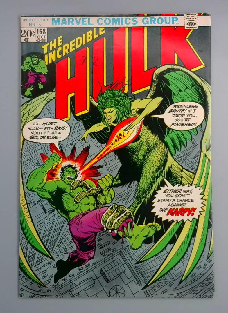 Incredible Hulk #168, FN 1st Harpy Marvel Comics, 1973 JR1